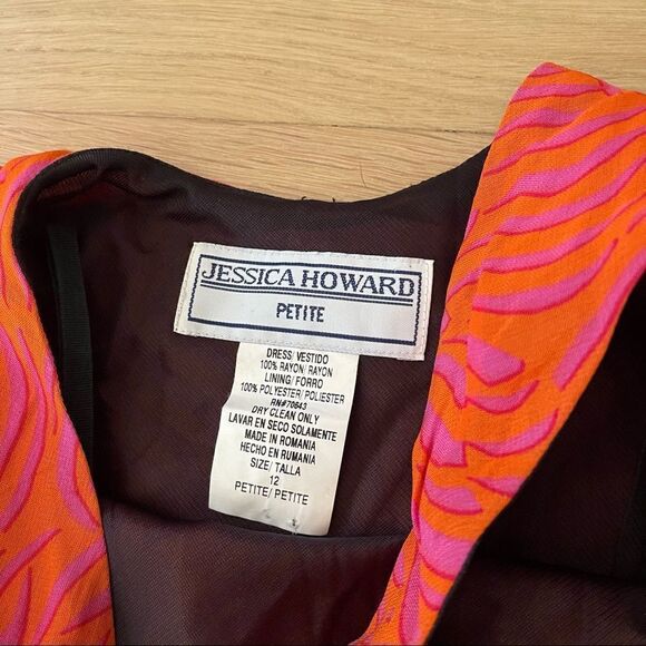 Vintage Pink and Orange Patterned High Neck Maxi Dress - Picture 9 of 16